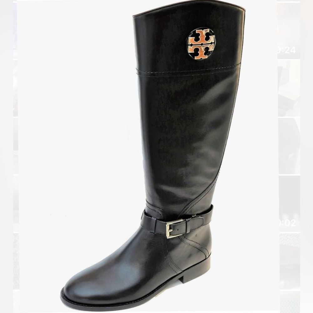 Tory Burch Claire 20MM Riding boot - Tumbled black leather